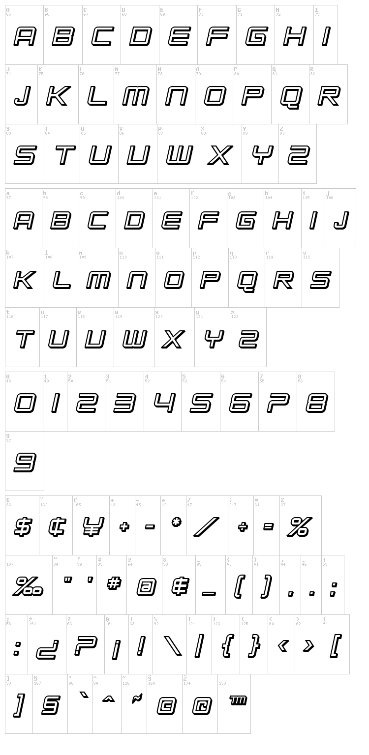 SF Chromium 24 font map